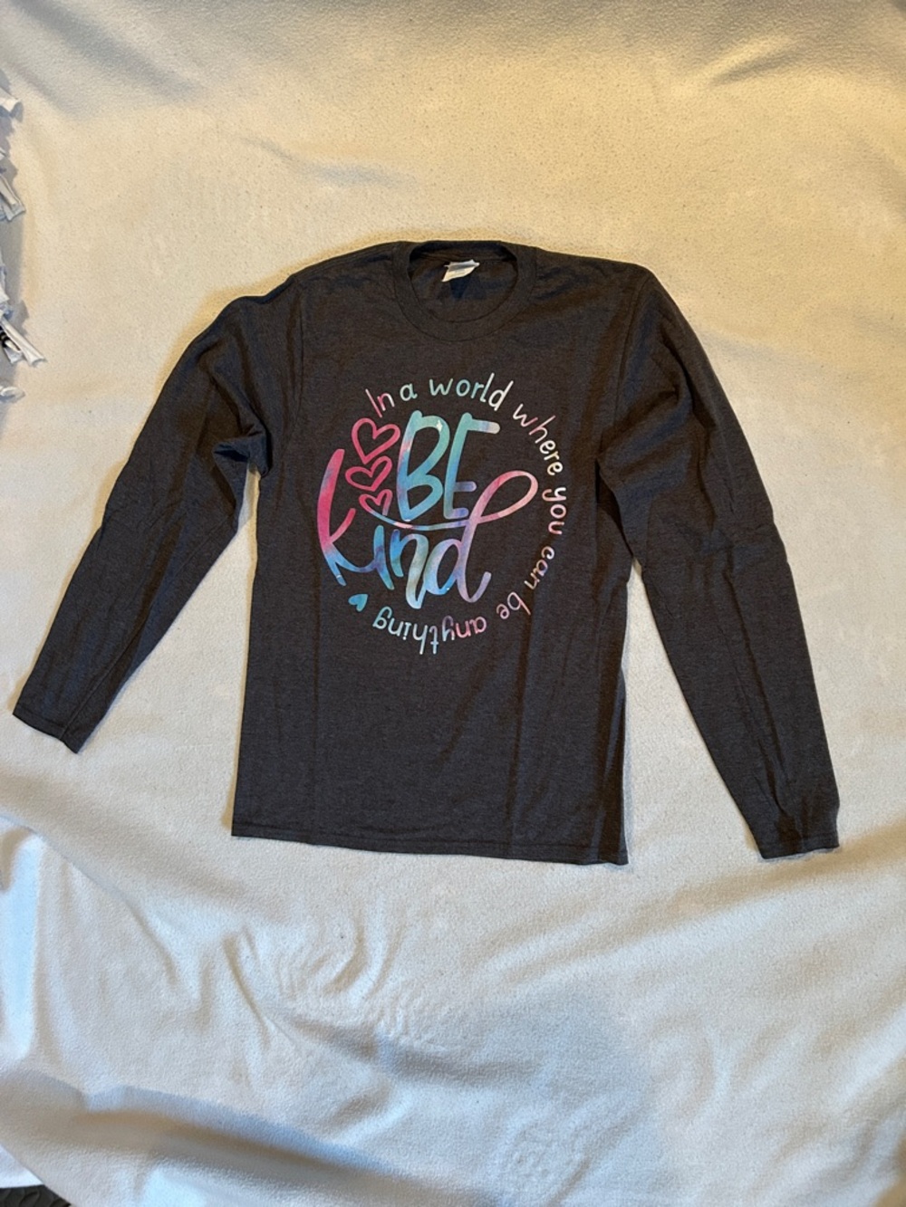 Port and Company Black 'Be Kind' Graphic Long-Sleeve Tee